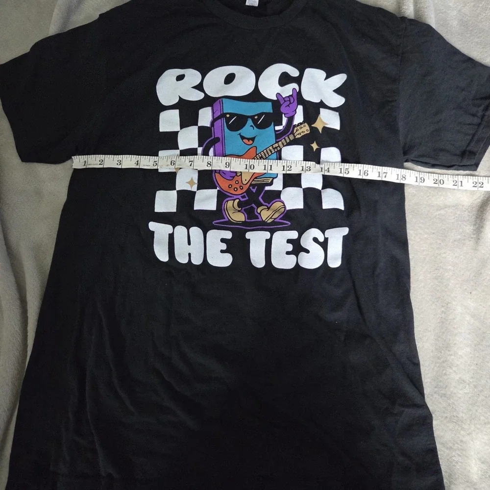 Jerzees Dri Powered Youth Size Medium Rock The Test Graphic T Shirt Black